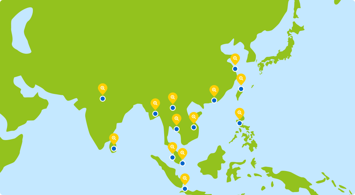 熊谷組の海外事業マップ