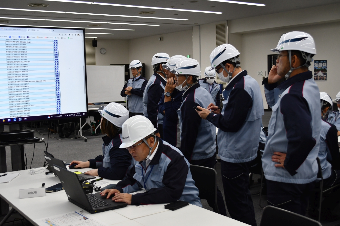 安否確認は訓練時間内での報告者100%を目指しています