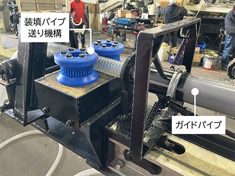 写真-5 親ダイ挿入装置(パイプ送り機構)