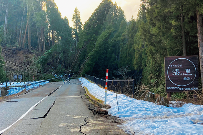 被災当初の国道249号